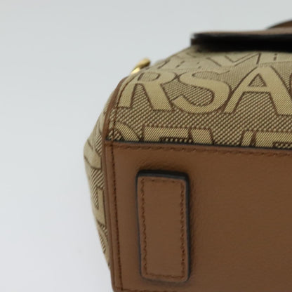 Versace Hand Bag Canvas Leather 3WAY Brown Gold