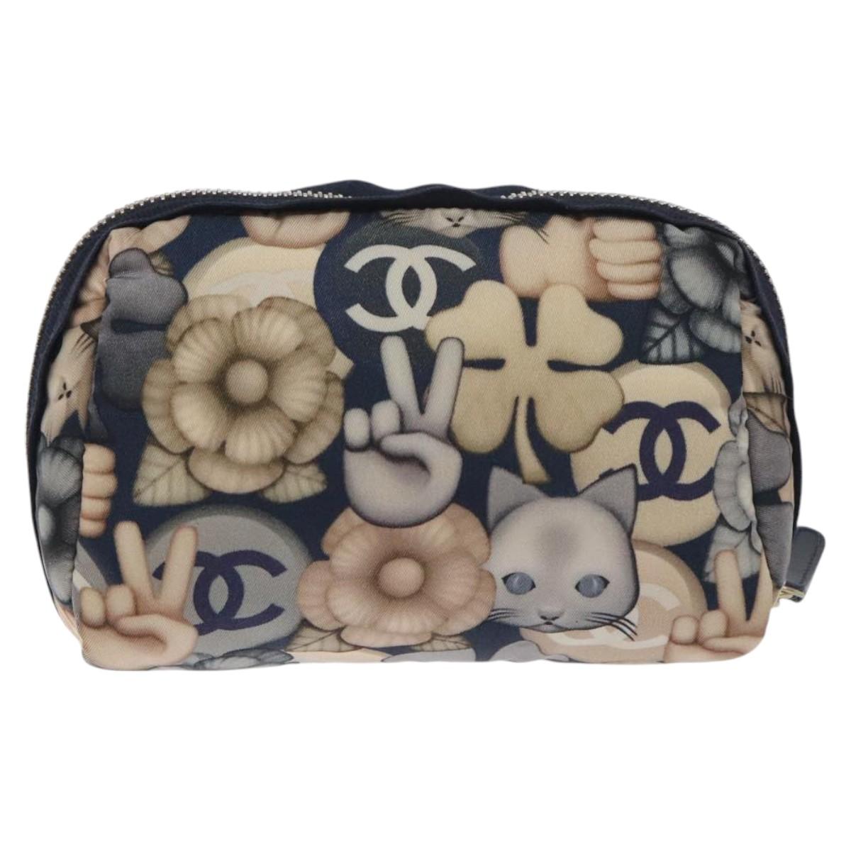 Chanel Coco Mark Pouch Nylon Navy Cc