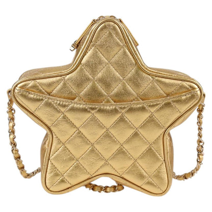 Chanel Matelasse Chain Shoulder Bag Leather Gold Cc