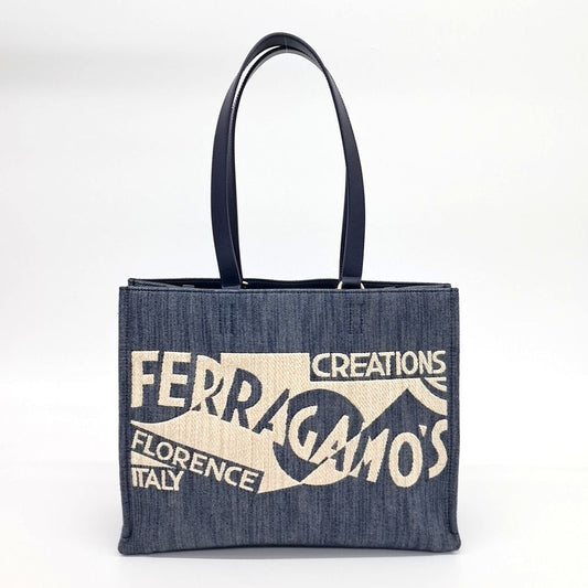 Ferragamo denim logo tote and shoulder bag large (10193515)