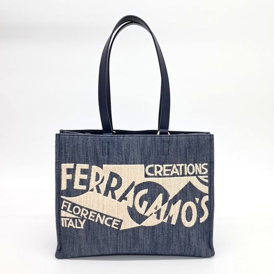 Ferragamo denim logo tote and shoulder bag large (10193515)