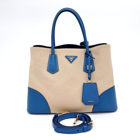 Prada Canappa Saffiano Double Tote And Shoulder Bag (bn2775) (10233910)