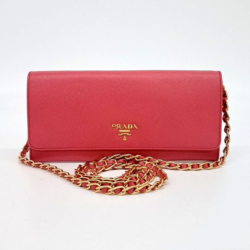 Prada Saffiano Long Wallet And Chain Crossbody Bag (10231973)