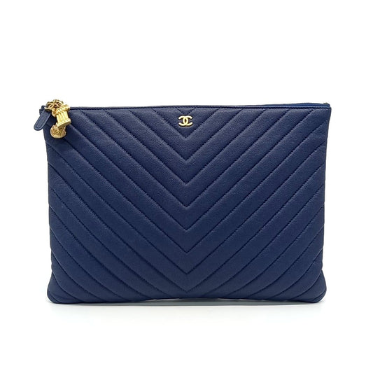 Chanel Caviar Chevron Clutch New Medium (10267181)