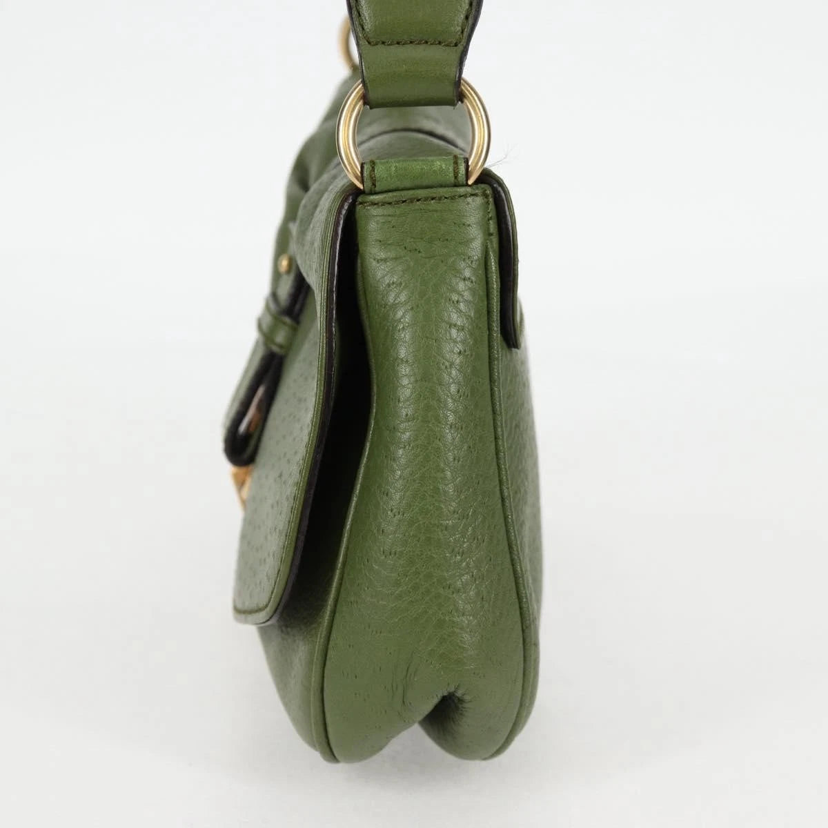 Salvatore Ferragamo Gancini Shoulder Bag Leather Green Gold