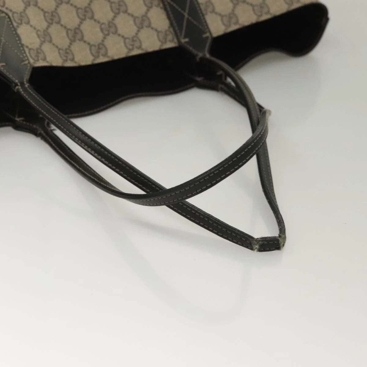 Gucci Gg Supreme Reversible Tote Bag Pvc Beige Black