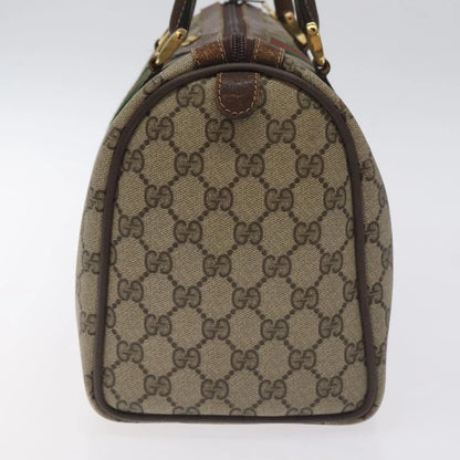 GUCCI GG Supreme Web Sherry Line Hand Bag PVC Beige Gold 40 3842