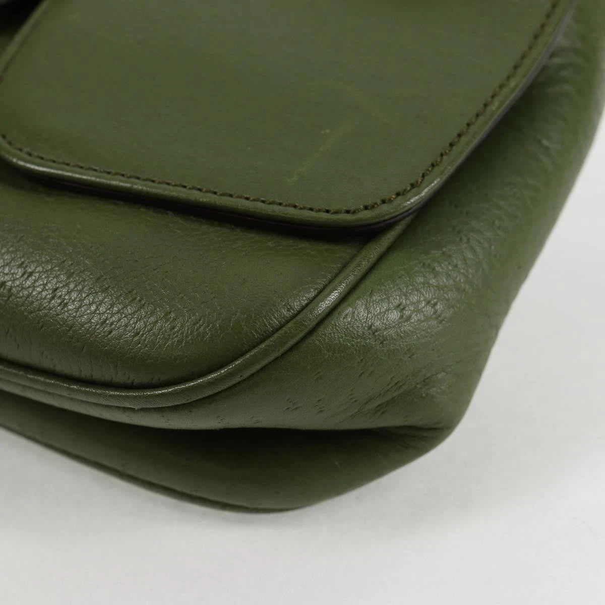 Salvatore Ferragamo Gancini Shoulder Bag Leather Green Gold