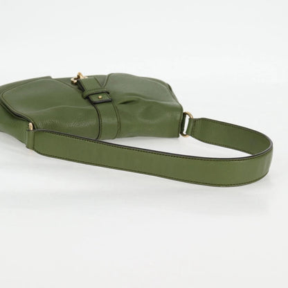 Salvatore Ferragamo Gancini Shoulder Bag Leather Green Gold