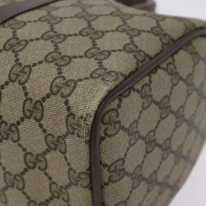 GUCCI GG Supreme Web Sherry Line Hand Bag PVC Beige Gold 40 3842