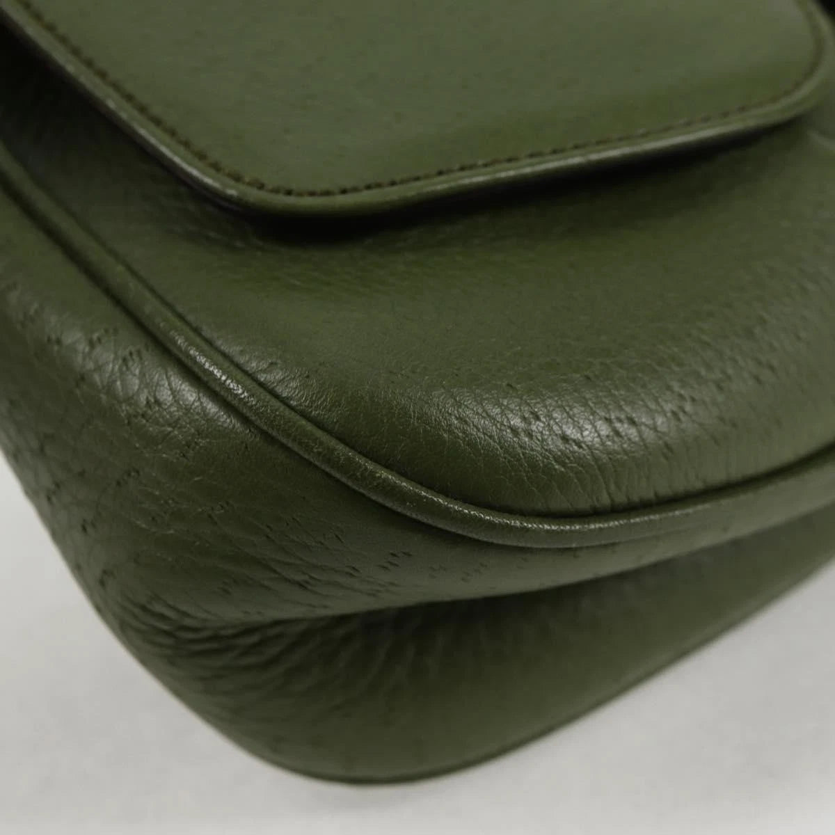 Salvatore Ferragamo Gancini Shoulder Bag Leather Green Gold
