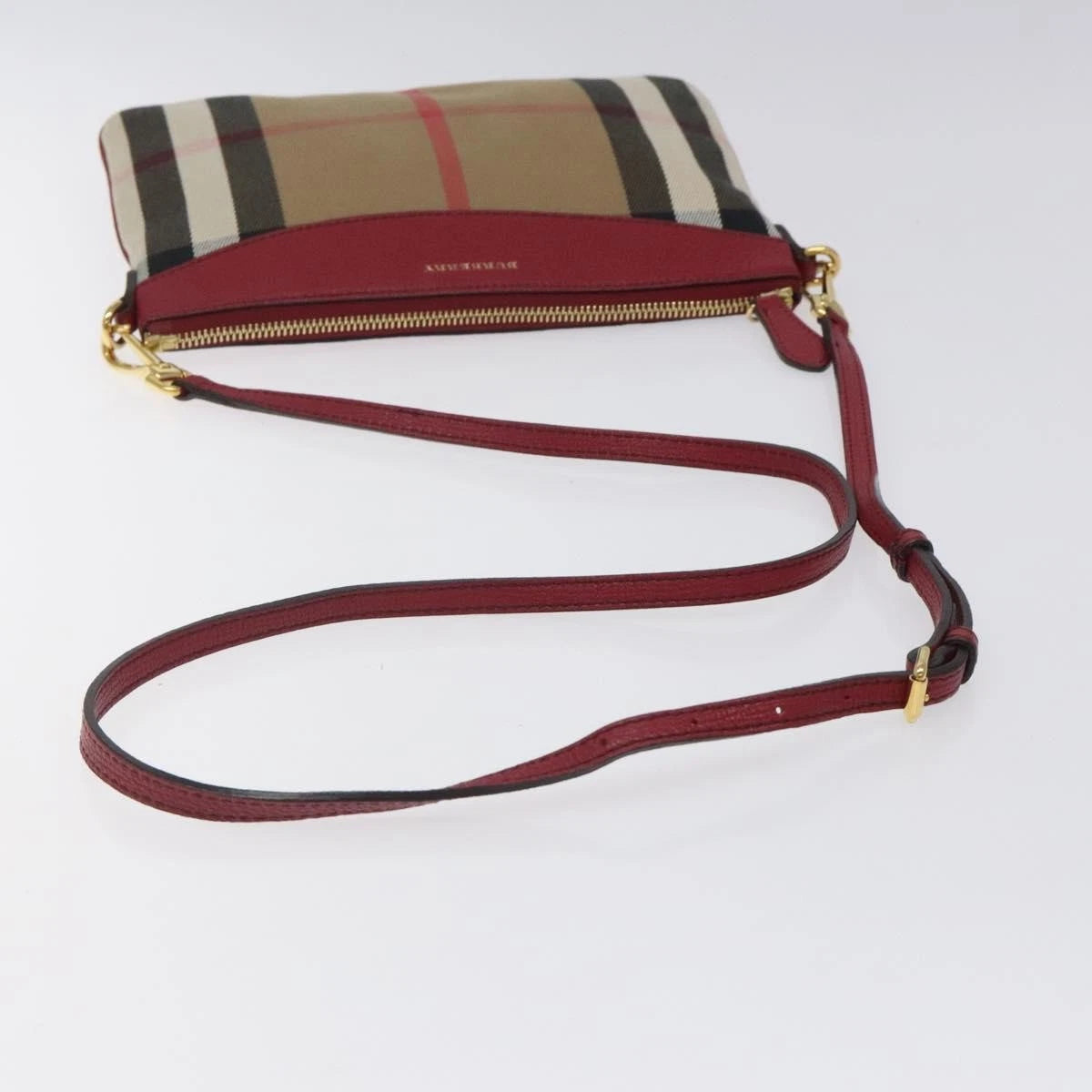 Burberry Nova Check Shoulder Bag Canvas Gold Beige
