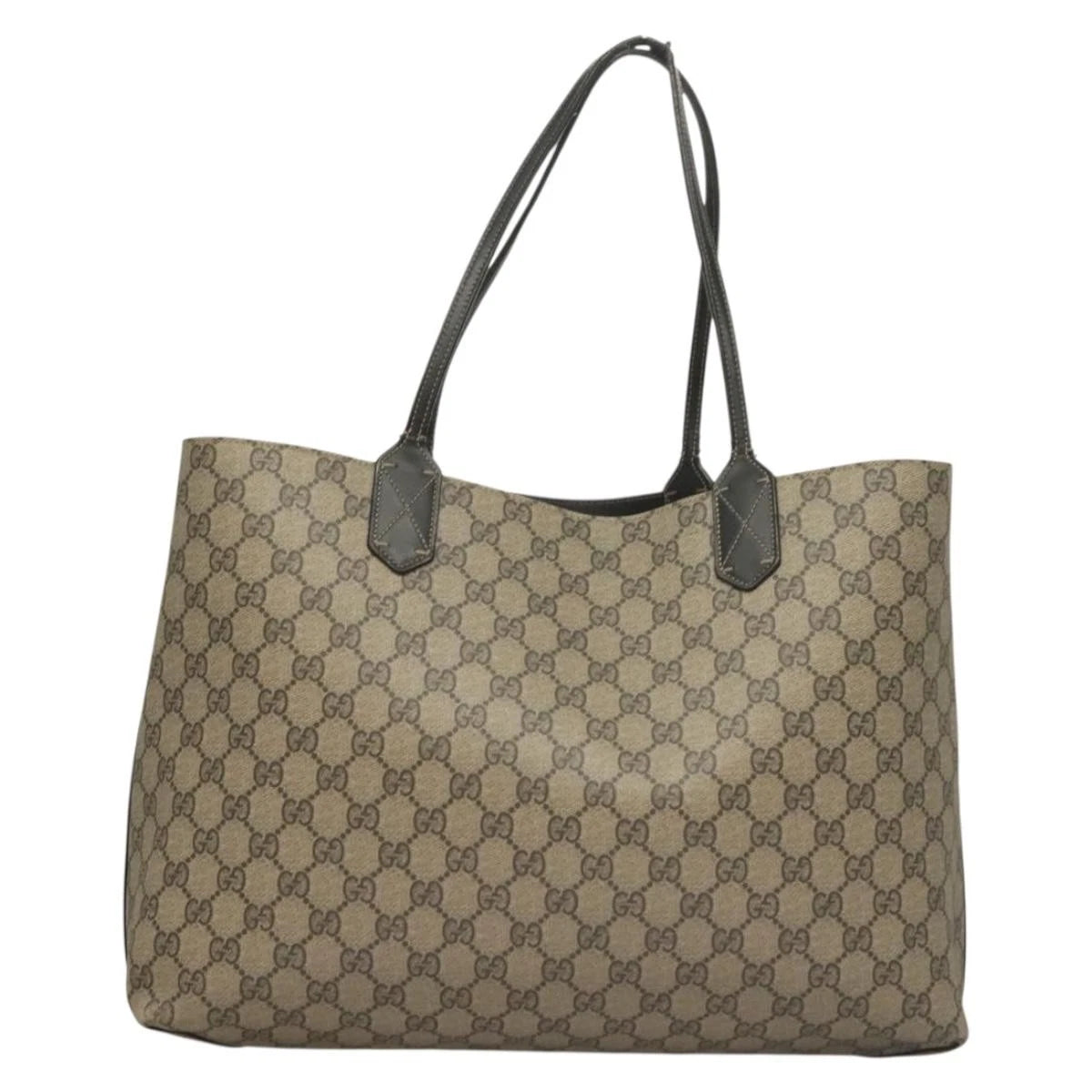Gucci Gg Supreme Reversible Tote Bag Pvc Beige Black