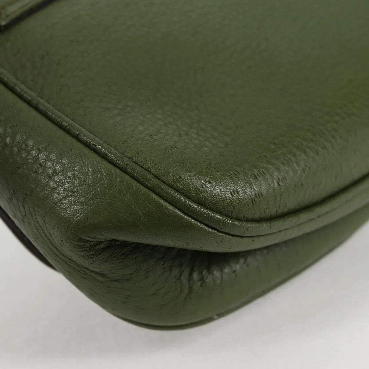 Salvatore Ferragamo Gancini Shoulder Bag Leather Green Gold