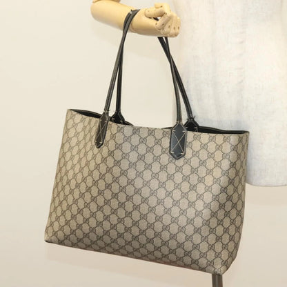 Gucci Gg Supreme Reversible Tote Bag Pvc Beige Black