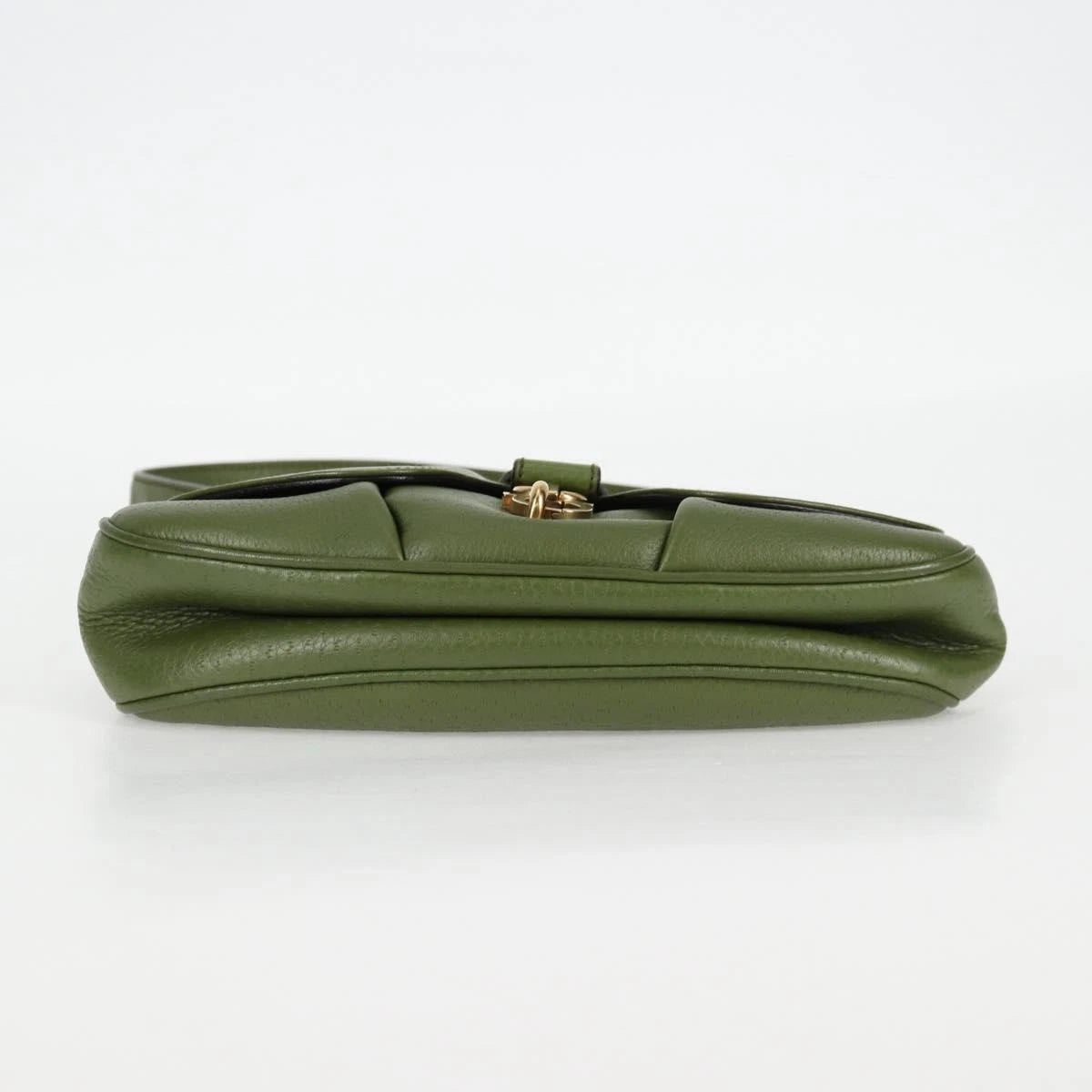 Salvatore Ferragamo Gancini Shoulder Bag Leather Green Gold