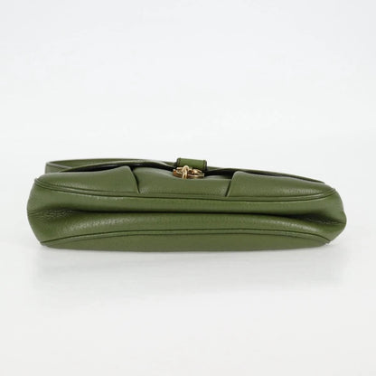 Salvatore Ferragamo Gancini Shoulder Bag Leather Green Gold