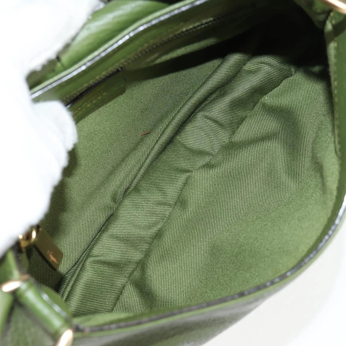 Salvatore Ferragamo Gancini Shoulder Bag Leather Green Gold