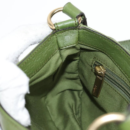 Salvatore Ferragamo Gancini Shoulder Bag Leather Green Gold