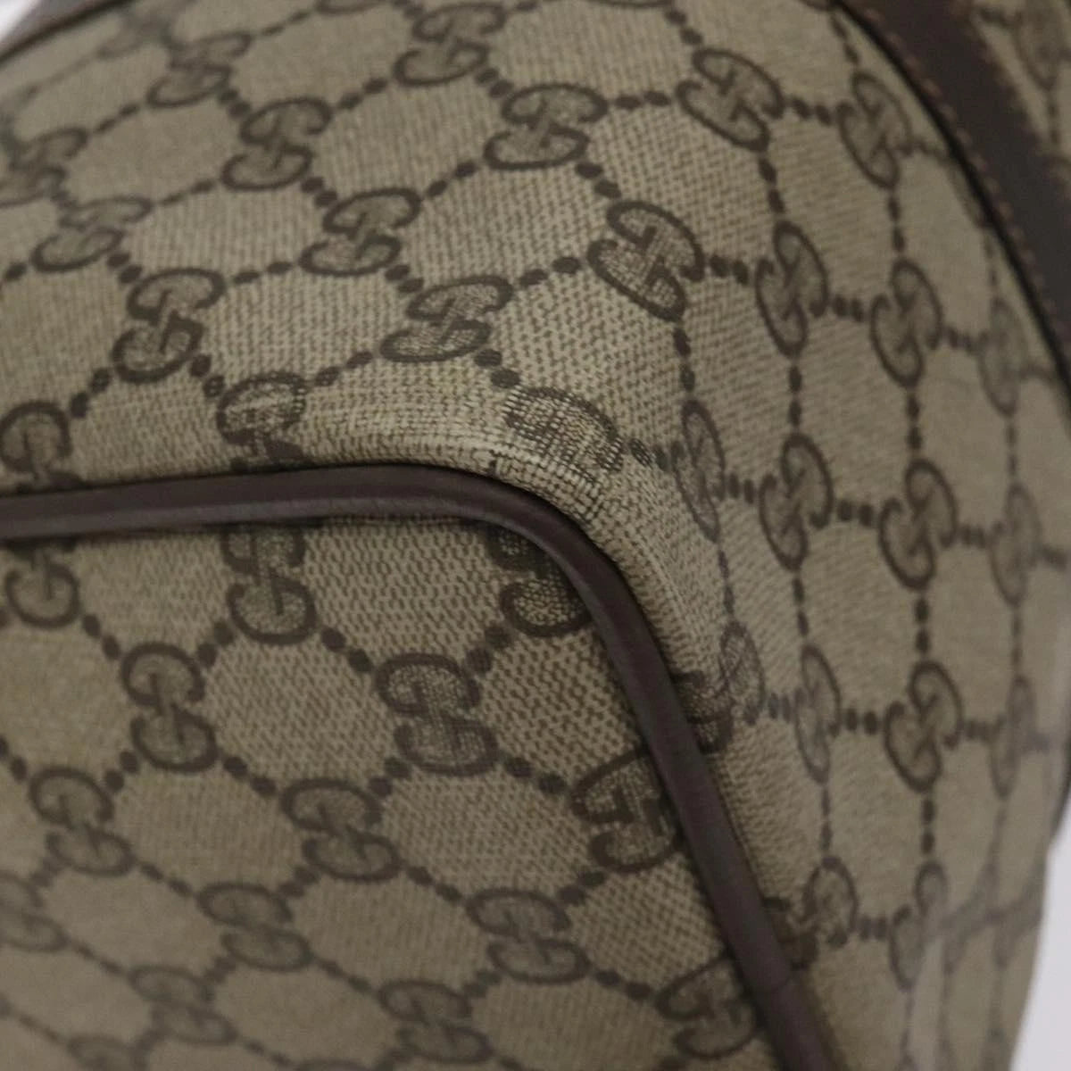 GUCCI GG Supreme Web Sherry Line Hand Bag PVC Beige Gold 40 3842