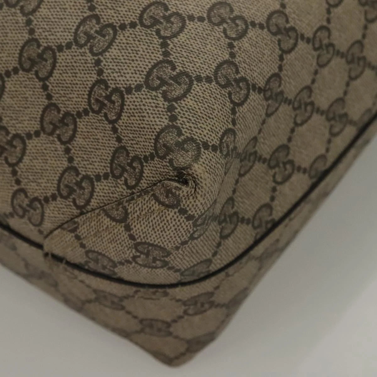 Gucci Gg Supreme Reversible Tote Bag Pvc Beige Black