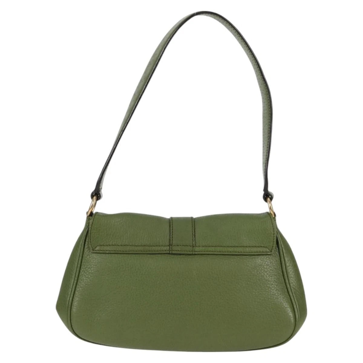 Salvatore Ferragamo Gancini Shoulder Bag Leather Green Gold