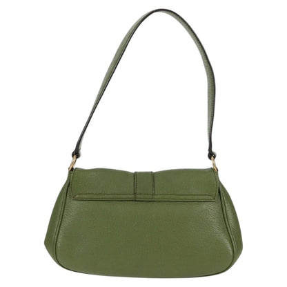 Salvatore Ferragamo Gancini Shoulder Bag Leather Green Gold