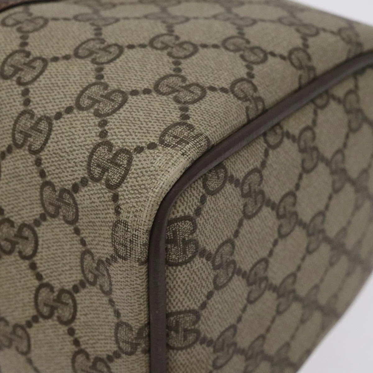 GUCCI GG Supreme Web Sherry Line Hand Bag PVC Beige Gold 40 3842