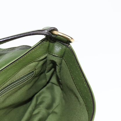 Salvatore Ferragamo Gancini Shoulder Bag Leather Green Gold