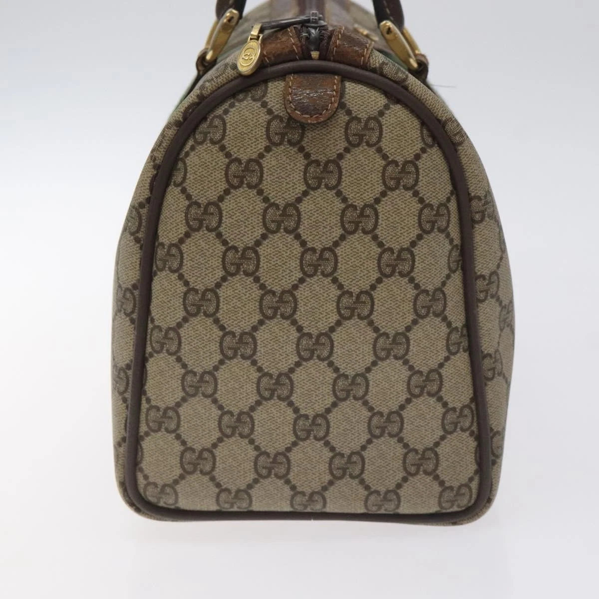 GUCCI GG Supreme Web Sherry Line Hand Bag PVC Beige Gold 40 3842