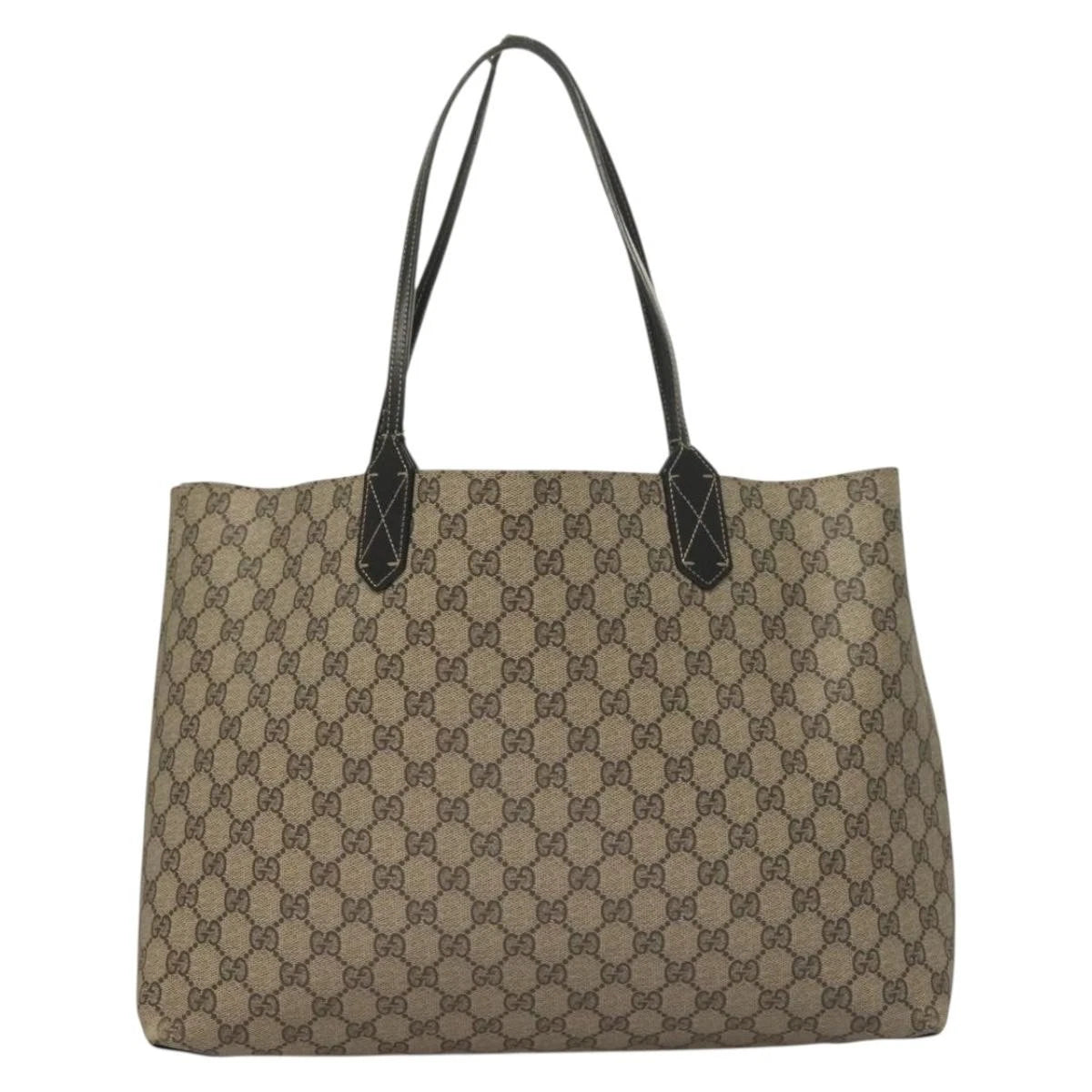 Gucci Gg Supreme Reversible Tote Bag Pvc Beige Black