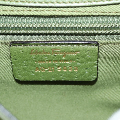 Salvatore Ferragamo Gancini Shoulder Bag Leather Green Gold
