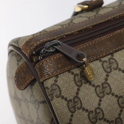 GUCCI GG Supreme Web Sherry Line Hand Bag PVC Beige Gold 40 3842