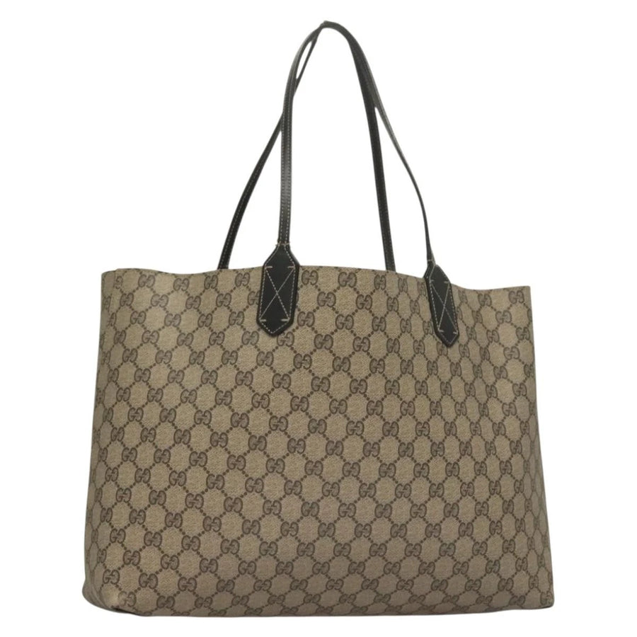 Gucci Gg Supreme Reversible Tote Bag Pvc Beige Black