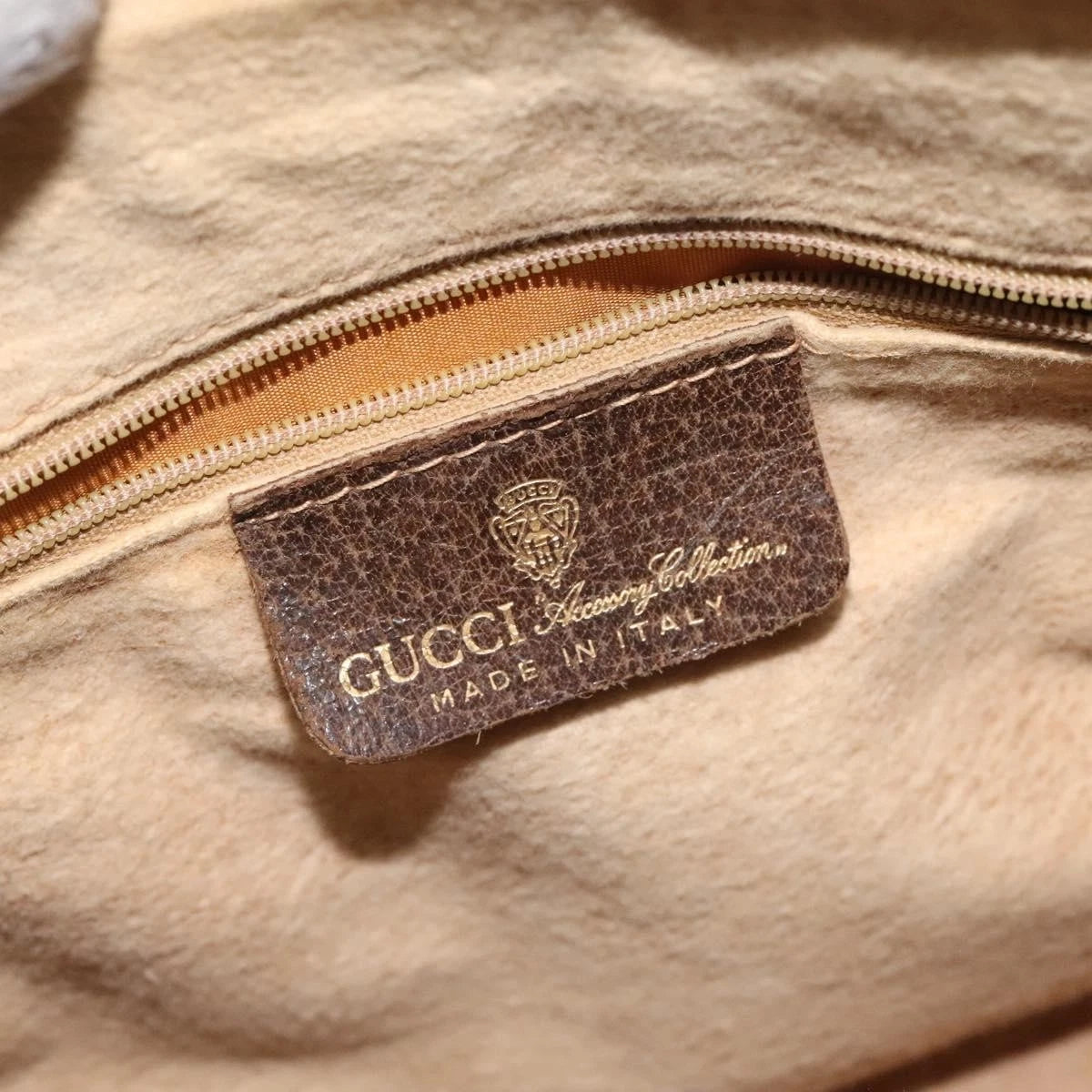 GUCCI GG Supreme Web Sherry Line Hand Bag PVC Beige Gold 40 3842