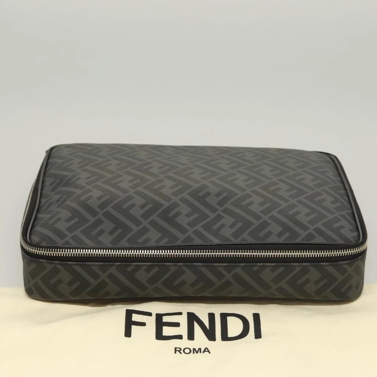 Fendi Zucca Canvas Clutch Bag Outlet Black Gray