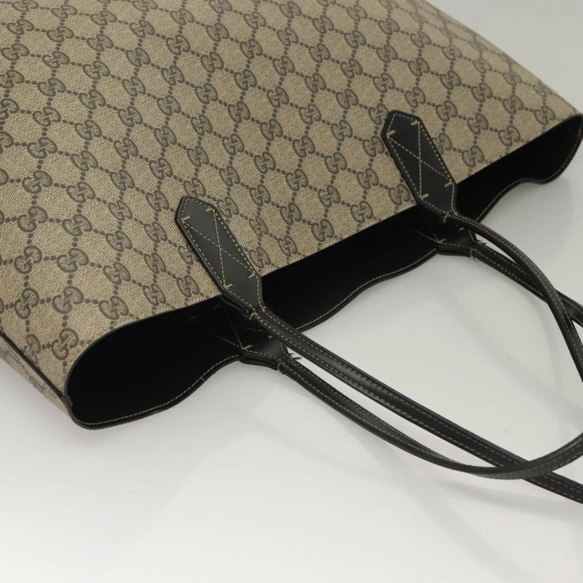 Gucci Gg Supreme Reversible Tote Bag Pvc Beige Black