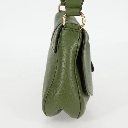 Salvatore Ferragamo Gancini Shoulder Bag Leather Green Gold